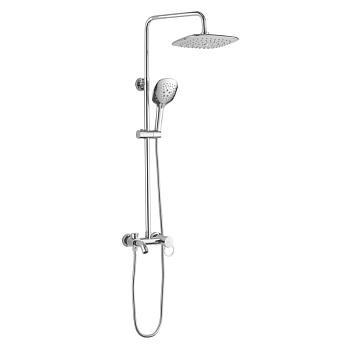 Cмеситель +стойка душевая "тропич. душ" с двумя лейками хромированные и квадратные BRIMIX